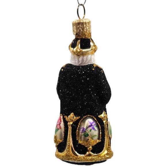 Patricia Breen Miniature Imperial Santa Black Spring Flower Christmas Ornament - Picture 6 of 14